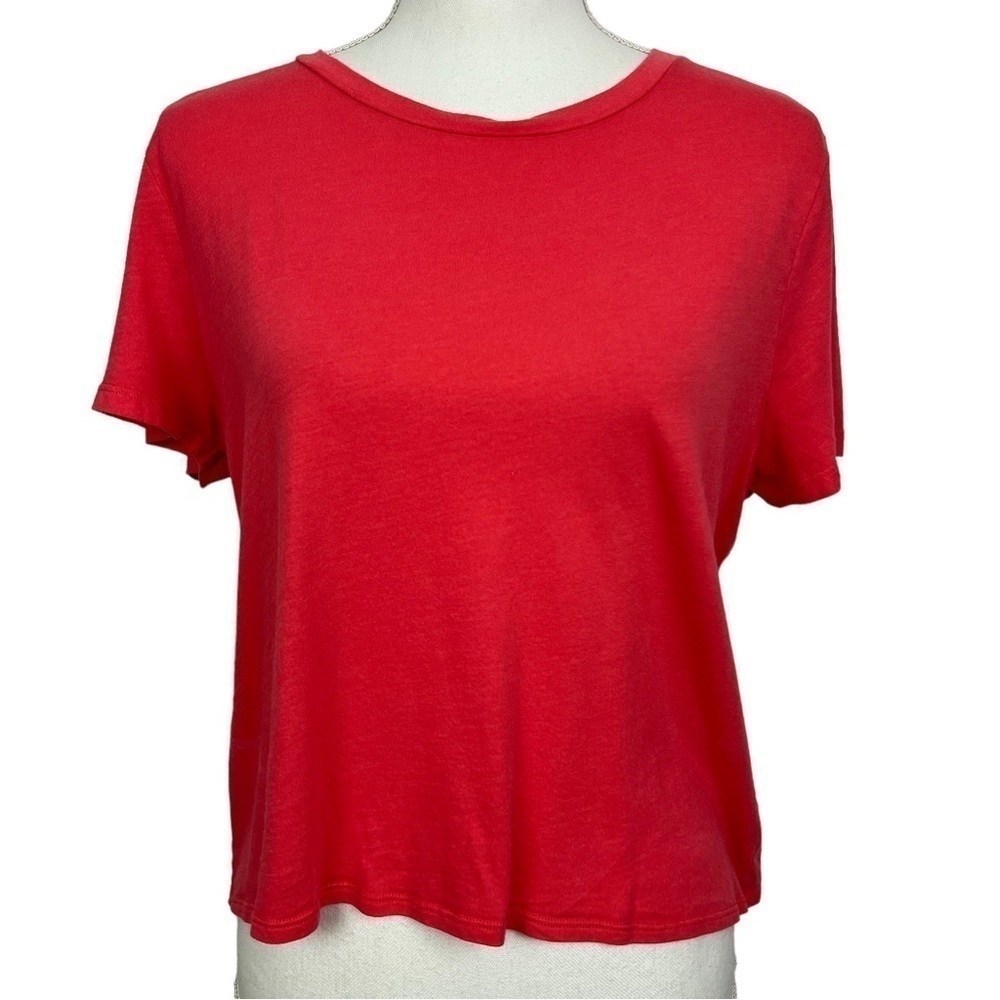 NWT AERIE Women’s Pullover Top Sz Large Color Orange Red Open Back Ties SS